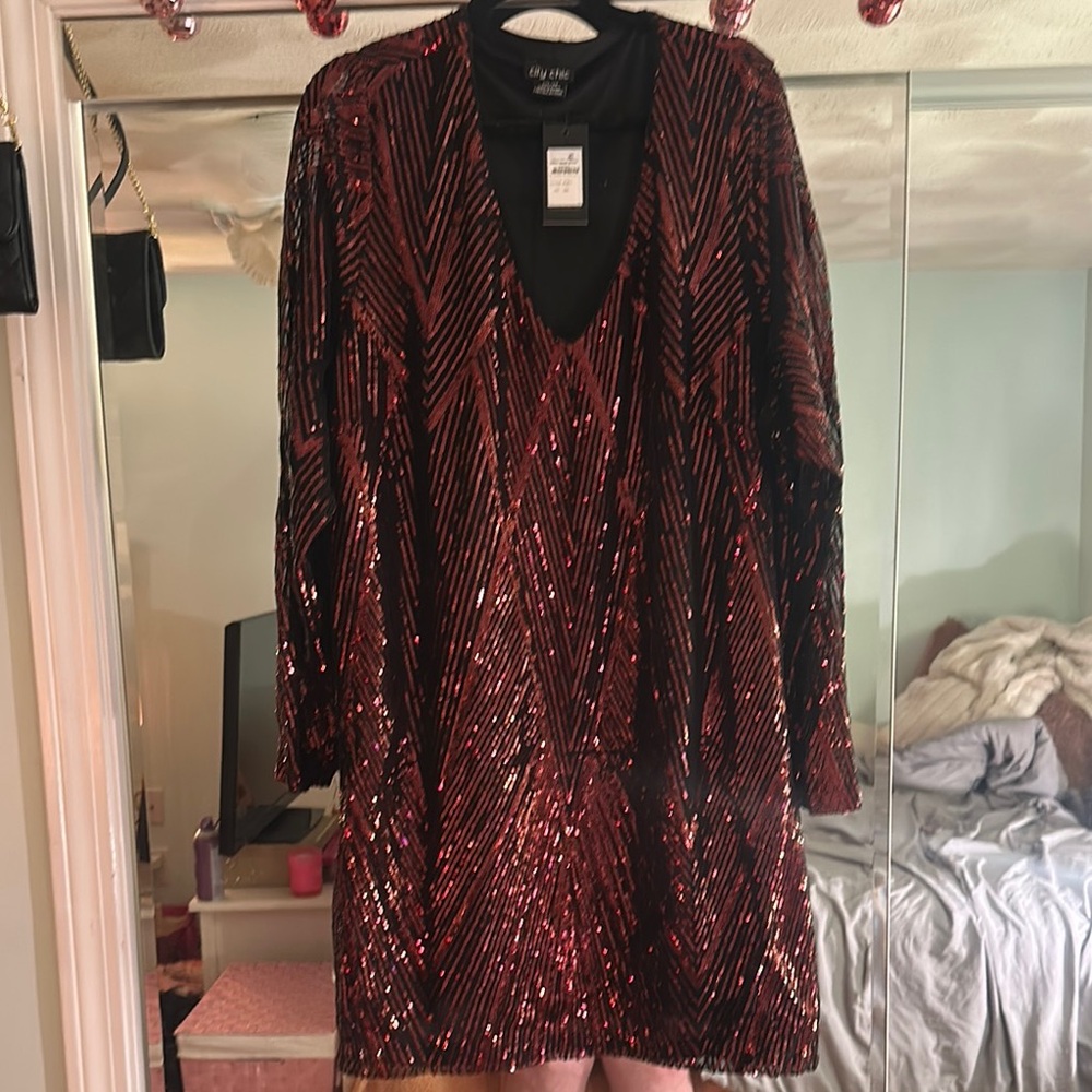 NWT City Chic Women's Red Sequin Dress